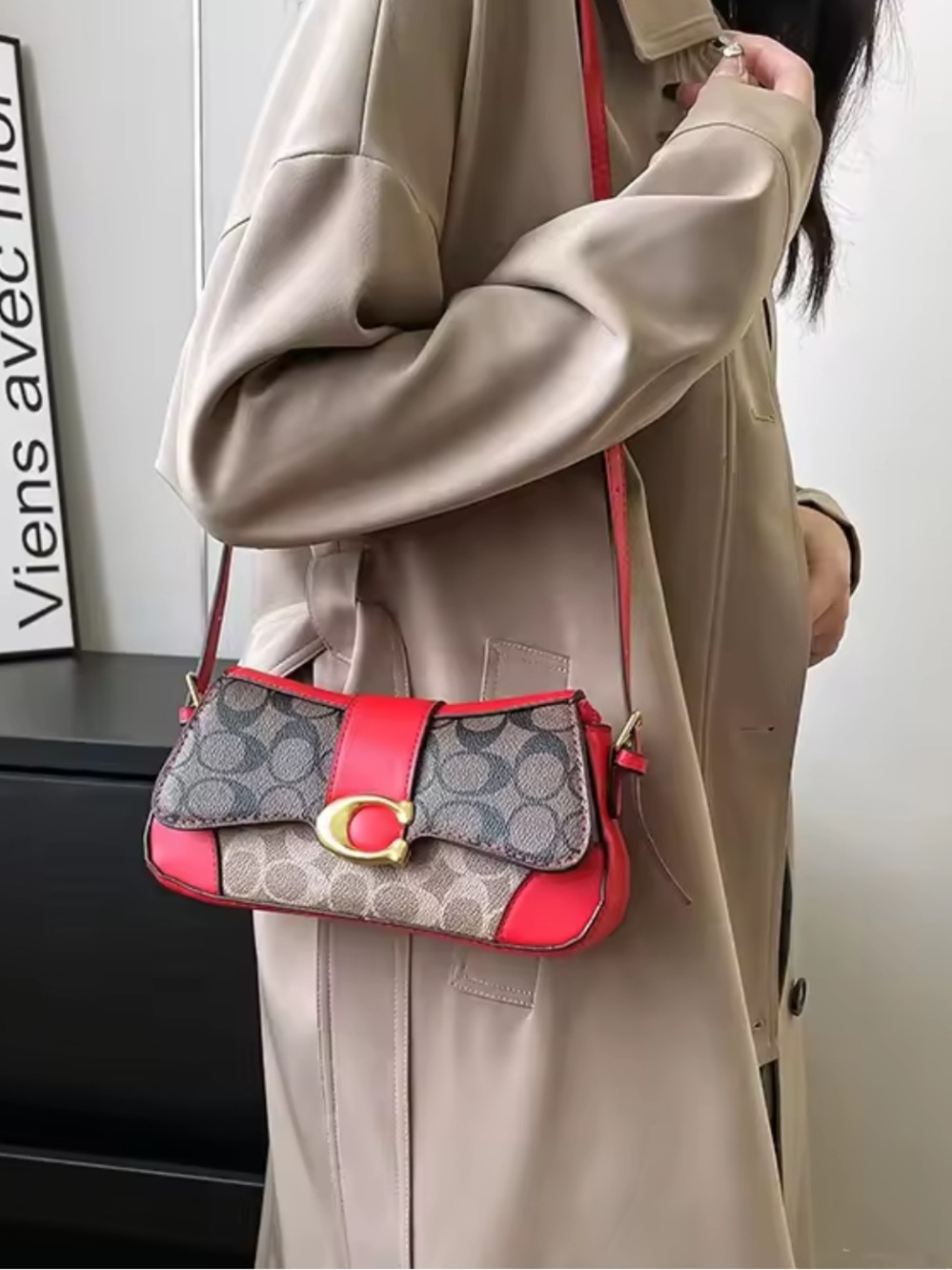 Designer inspired Red and Brown Monogram Crossbody Bag